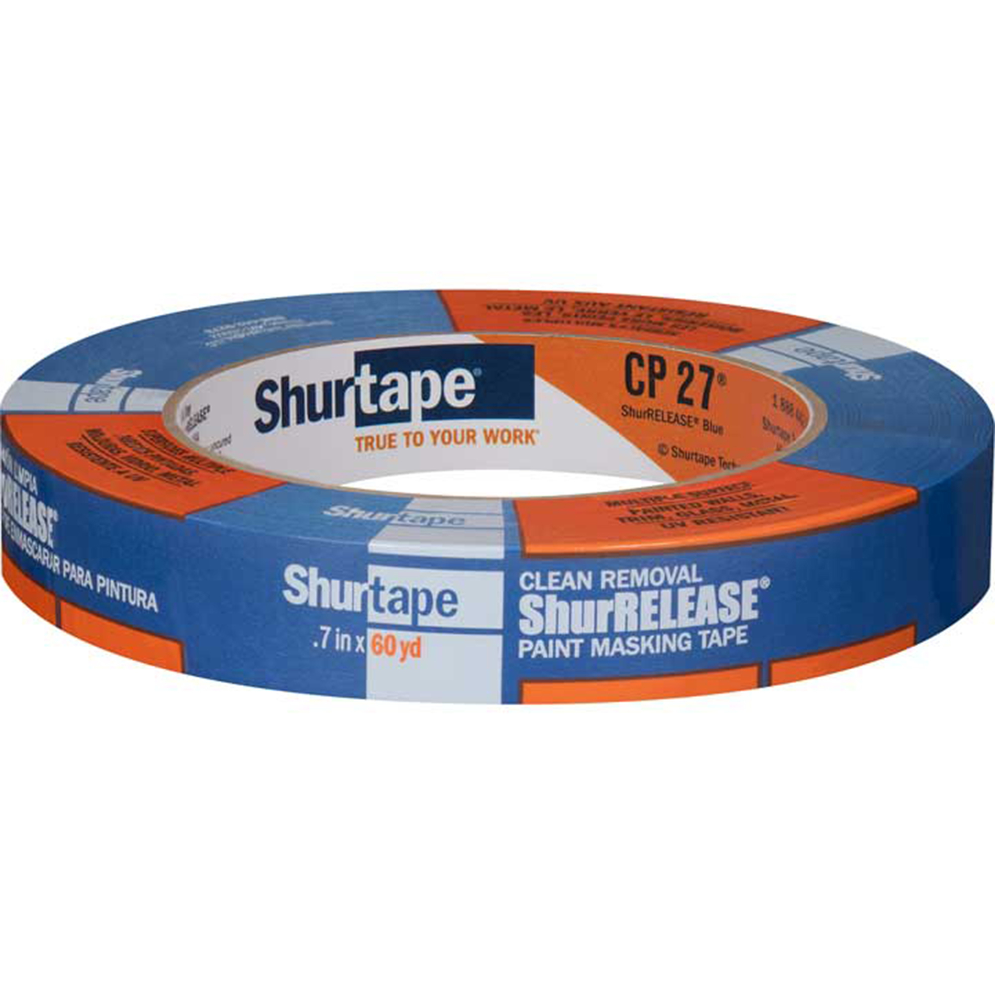 Shurtape CP 27 ShurRELEASE Blue Painter’s Tape — 18mm x 55m, Multi-Surface, 14-Day No Residue, 5.08 mil, Model# SHT202871